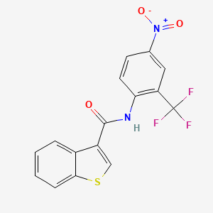 molecular formula C16H9F3N2O3S B4180490 N-[4-nitro-2-(trifluoromethyl)phenyl]-1-benzothiophene-3-carboxamide 