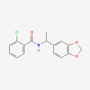 molecular formula C16H14ClNO3 B4180514 N-[1-(1,3-benzodioxol-5-yl)ethyl]-2-chlorobenzamide 