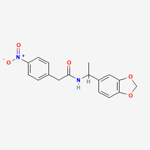 molecular formula C17H16N2O5 B4180522 N-[1-(1,3-benzodioxol-5-yl)ethyl]-2-(4-nitrophenyl)acetamide 