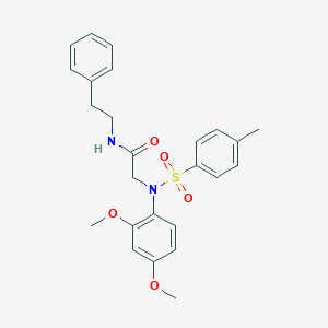 molecular formula C25H28N2O5S B418053 2-{2,4-dimethoxy[(4-methylphenyl)sulfonyl]anilino}-N-(2-phenylethyl)acetamide 