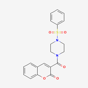 molecular formula C20H18N2O5S B4180538 3-{[4-(phenylsulfonyl)-1-piperazinyl]carbonyl}-2H-chromen-2-one 