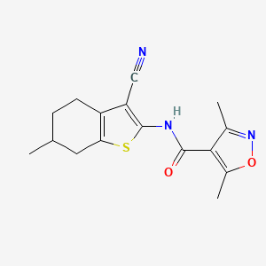 molecular formula C16H17N3O2S B4180560 N-(3-cyano-6-methyl-4,5,6,7-tetrahydro-1-benzothien-2-yl)-3,5-dimethyl-4-isoxazolecarboxamide 
