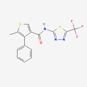 molecular formula C15H10F3N3OS2 B4180569 5-methyl-4-phenyl-N-[5-(trifluoromethyl)-1,3,4-thiadiazol-2-yl]-3-thiophenecarboxamide 