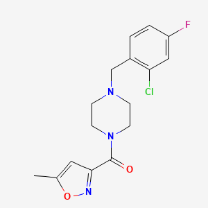 molecular formula C16H17ClFN3O2 B4180586 1-(2-chloro-4-fluorobenzyl)-4-[(5-methyl-3-isoxazolyl)carbonyl]piperazine 