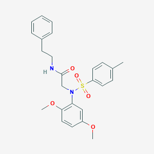 molecular formula C25H28N2O5S B418060 2-{2,5-dimethoxy[(4-methylphenyl)sulfonyl]anilino}-N-(2-phenylethyl)acetamide 