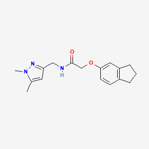 molecular formula C17H21N3O2 B4180680 2-(2,3-dihydro-1H-inden-5-yloxy)-N-[(1,5-dimethyl-1H-pyrazol-3-yl)methyl]acetamide 