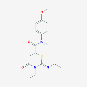 molecular formula C16H21N3O3S B418072 3-ethyl-2-ethylimino-N-(4-methoxyphenyl)-4-oxo-1,3-thiazinane-6-carboxamide CAS No. 492452-15-0