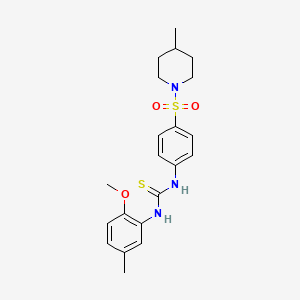 molecular formula C21H27N3O3S2 B4180733 N-(2-methoxy-5-methylphenyl)-N'-{4-[(4-methyl-1-piperidinyl)sulfonyl]phenyl}thiourea 
