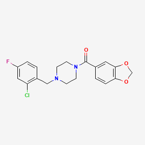 molecular formula C19H18ClFN2O3 B4180736 1-(1,3-benzodioxol-5-ylcarbonyl)-4-(2-chloro-4-fluorobenzyl)piperazine 