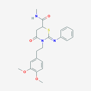 molecular formula C22H25N3O4S B418074 3-[2-(3,4-dimethoxyphenyl)ethyl]-N-methyl-4-oxo-2-(phenylimino)-1,3-thiazinane-6-carboxamide 