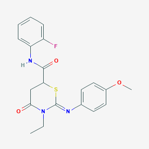 molecular formula C20H20FN3O3S B418075 3-ethyl-N-(2-fluorophenyl)-2-[(4-methoxyphenyl)imino]-4-oxo-1,3-thiazinane-6-carboxamide CAS No. 401923-26-0