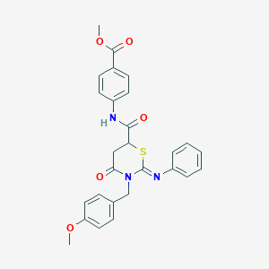 Methyl 4-[[3-[(4-methoxyphenyl)methyl]-4-oxo-2-phenylimino-1,3-thiazinane-6-carbonyl]amino]benzoate