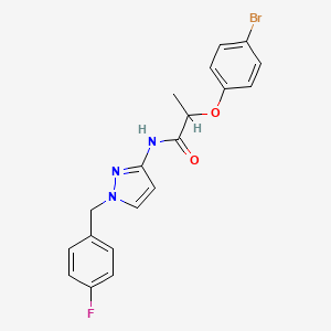 molecular formula C19H17BrFN3O2 B4180813 2-(4-bromophenoxy)-N-[1-(4-fluorobenzyl)-1H-pyrazol-3-yl]propanamide 