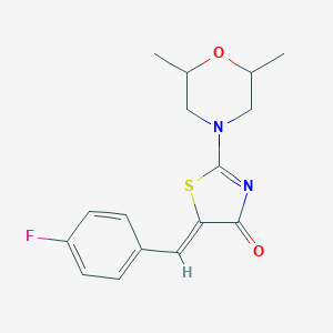 molecular formula C16H17FN2O2S B418083 2-(2,6-dimethyl-4-morpholinyl)-5-(4-fluorobenzylidene)-1,3-thiazol-4(5H)-one CAS No. 372506-10-0