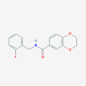 molecular formula C16H14FNO3 B4180833 N-(2-fluorobenzyl)-2,3-dihydro-1,4-benzodioxine-6-carboxamide 
