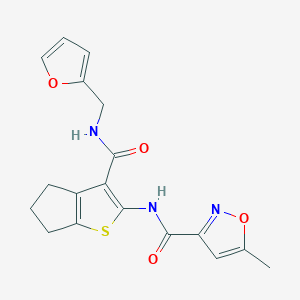 molecular formula C18H17N3O4S B4180912 N-(3-{[(2-furylmethyl)amino]carbonyl}-5,6-dihydro-4H-cyclopenta[b]thien-2-yl)-5-methyl-3-isoxazolecarboxamide 