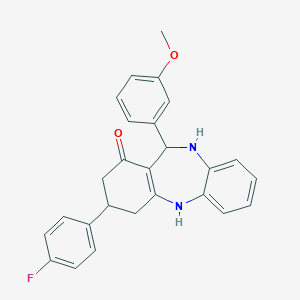 molecular formula C26H23FN2O2 B418094 3-(4-fluorophenyl)-11-(3-methoxyphenyl)-2,3,4,5,10,11-hexahydro-1H-dibenzo[b,e][1,4]diazepin-1-one 