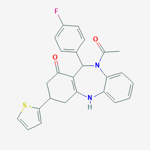 10-acetyl-11-(4-fluorophenyl)-3-(2-thienyl)-2,3,4,5,10,11-hexahydro-1H-dibenzo[b,e][1,4]diazepin-1-one