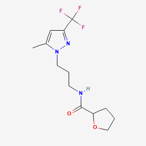 molecular formula C13H18F3N3O2 B4180987 N-{3-[5-methyl-3-(trifluoromethyl)-1H-pyrazol-1-yl]propyl}tetrahydro-2-furancarboxamide 