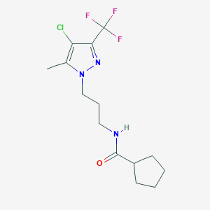 molecular formula C14H19ClF3N3O B4180994 N-{3-[4-chloro-5-methyl-3-(trifluoromethyl)-1H-pyrazol-1-yl]propyl}cyclopentanecarboxamide 