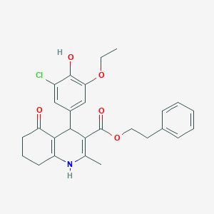 2-Phenylethyl 4-(3-chloro-5-ethoxy-4-hydroxyphenyl)-2-methyl-5-oxo-1,4,5,6,7,8-hexahydro-3-quinolinecarboxylate