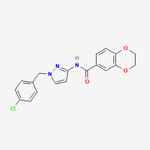 molecular formula C19H16ClN3O3 B4181000 N-[1-(4-chlorobenzyl)-1H-pyrazol-3-yl]-2,3-dihydro-1,4-benzodioxine-6-carboxamide 