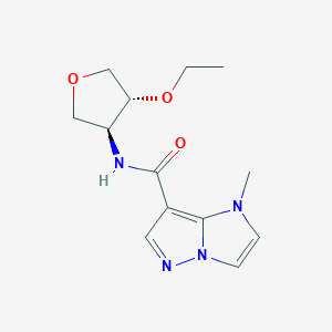 molecular formula C13H18N4O3 B4181017 N-[(3S*,4R*)-4-ethoxytetrahydrofuran-3-yl]-1-methyl-1H-imidazo[1,2-b]pyrazole-7-carboxamide 
