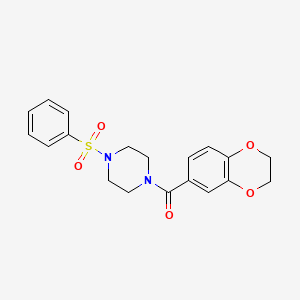 molecular formula C19H20N2O5S B4181029 1-(2,3-dihydro-1,4-benzodioxin-6-ylcarbonyl)-4-(phenylsulfonyl)piperazine 