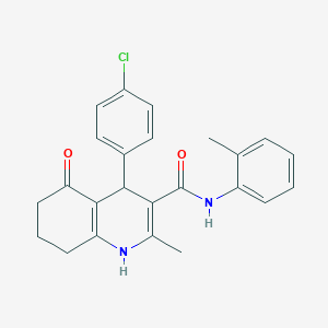 molecular formula C24H23ClN2O2 B418103 4-(4-chlorophenyl)-2-methyl-N-(2-methylphenyl)-5-oxo-1,4,5,6,7,8-hexahydroquinoline-3-carboxamide 