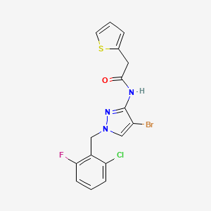 molecular formula C16H12BrClFN3OS B4181072 N-[4-bromo-1-(2-chloro-6-fluorobenzyl)-1H-pyrazol-3-yl]-2-(2-thienyl)acetamide 