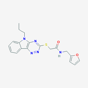 molecular formula C19H19N5O2S B418108 N-(2-furylmethyl)-2-[(5-propyl-5H-[1,2,4]triazino[5,6-b]indol-3-yl)thio]acetamide 