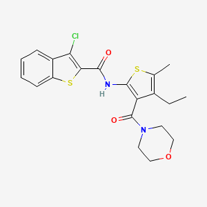 molecular formula C21H21ClN2O3S2 B4181128 3-chloro-N-[4-ethyl-5-methyl-3-(4-morpholinylcarbonyl)-2-thienyl]-1-benzothiophene-2-carboxamide 