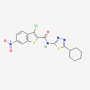 molecular formula C17H15ClN4O3S2 B4181152 3-chloro-N-(5-cyclohexyl-1,3,4-thiadiazol-2-yl)-6-nitro-1-benzothiophene-2-carboxamide 