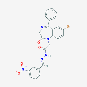 molecular formula C24H18BrN5O4 B418117 2-(7-bromo-2-oxo-5-phenyl-2,3-dihydro-1H-1,4-benzodiazepin-1-yl)-N'-{3-nitrobenzylidene}acetohydrazide 