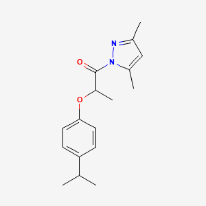 molecular formula C17H22N2O2 B4181223 1-[2-(4-isopropylphenoxy)propanoyl]-3,5-dimethyl-1H-pyrazole 