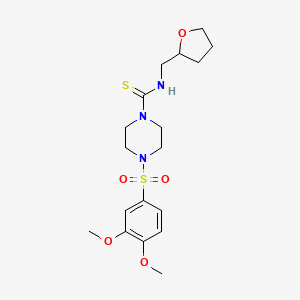 molecular formula C18H27N3O5S2 B4181253 4-[(3,4-dimethoxyphenyl)sulfonyl]-N-(tetrahydro-2-furanylmethyl)-1-piperazinecarbothioamide 