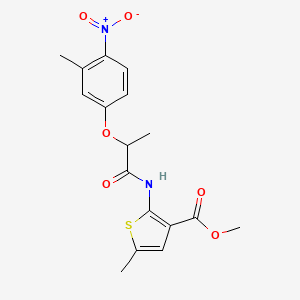 molecular formula C17H18N2O6S B4181317 methyl 5-methyl-2-{[2-(3-methyl-4-nitrophenoxy)propanoyl]amino}-3-thiophenecarboxylate 