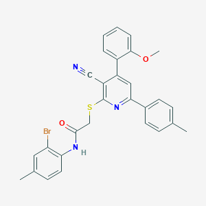 N-(2-bromo-4-methylphenyl)-2-{[3-cyano-4-(2-methoxyphenyl)-6-(4-methylphenyl)-2-pyridinyl]sulfanyl}acetamide