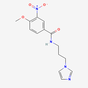 molecular formula C14H16N4O4 B4181356 N-[3-(1H-imidazol-1-yl)propyl]-4-methoxy-3-nitrobenzamide 