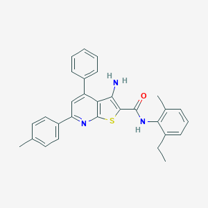 molecular formula C30H27N3OS B418136 3-amino-N-(2-ethyl-6-methylphenyl)-6-(4-methylphenyl)-4-phenylthieno[2,3-b]pyridine-2-carboxamide 