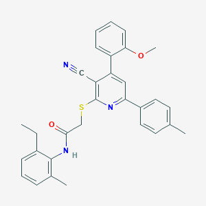 2-{[3-cyano-4-(2-methoxyphenyl)-6-(4-methylphenyl)-2-pyridinyl]sulfanyl}-N-(2-ethyl-6-methylphenyl)acetamide