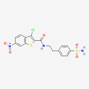molecular formula C17H14ClN3O5S2 B4181371 N-{2-[4-(aminosulfonyl)phenyl]ethyl}-3-chloro-6-nitro-1-benzothiophene-2-carboxamide 