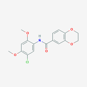 molecular formula C17H16ClNO5 B4181385 N-(5-chloro-2,4-dimethoxyphenyl)-2,3-dihydro-1,4-benzodioxine-6-carboxamide 