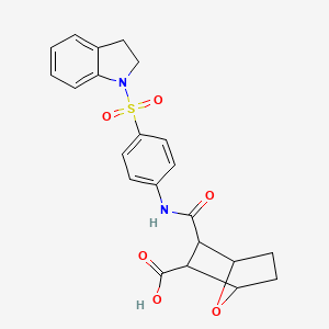 molecular formula C22H22N2O6S B4181426 3-({[4-(2,3-dihydro-1H-indol-1-ylsulfonyl)phenyl]amino}carbonyl)-7-oxabicyclo[2.2.1]heptane-2-carboxylic acid 