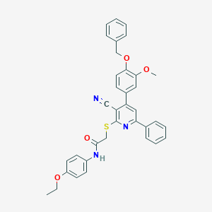 molecular formula C36H31N3O4S B418143 2-({4-[4-(benzyloxy)-3-methoxyphenyl]-3-cyano-6-phenyl-2-pyridinyl}sulfanyl)-N-(4-ethoxyphenyl)acetamide 
