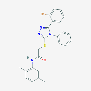 molecular formula C24H21BrN4OS B418144 2-{[5-(2-bromophenyl)-4-phenyl-4H-1,2,4-triazol-3-yl]sulfanyl}-N-(2,5-dimethylphenyl)acetamide 