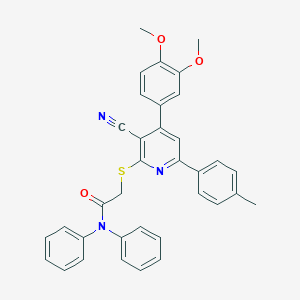 2-[3-cyano-4-(3,4-dimethoxyphenyl)-6-(4-methylphenyl)pyridin-2-yl]sulfanyl-N,N-diphenylacetamide