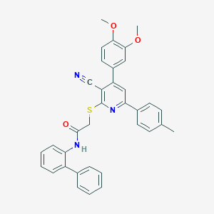 N-[1,1'-biphenyl]-2-yl-2-{[3-cyano-4-(3,4-dimethoxyphenyl)-6-(4-methylphenyl)-2-pyridinyl]sulfanyl}acetamide