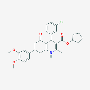 Cyclopentyl 4-(3-chlorophenyl)-7-(3,4-dimethoxyphenyl)-2-methyl-5-oxo-1,4,5,6,7,8-hexahydro-3-quinolinecarboxylate