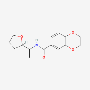 molecular formula C15H19NO4 B4181521 N-[1-(tetrahydro-2-furanyl)ethyl]-2,3-dihydro-1,4-benzodioxine-6-carboxamide 
